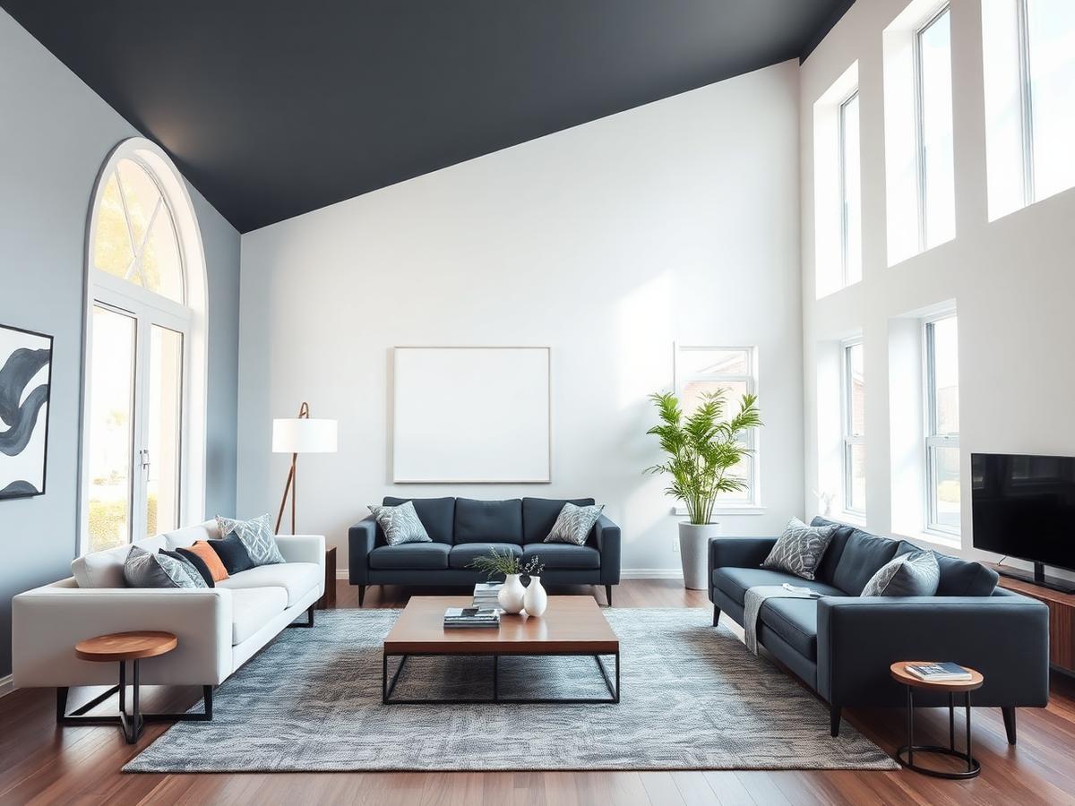 Charcoal blue ceiling